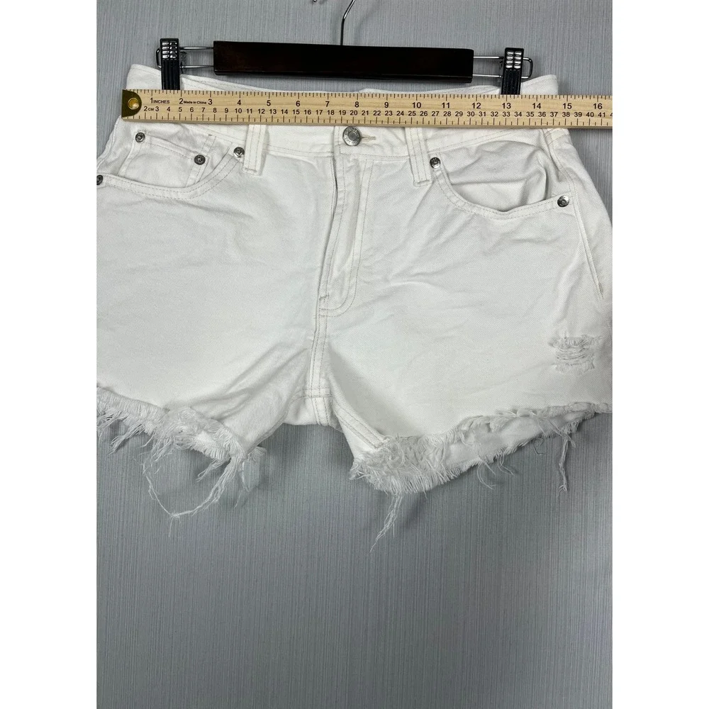 GAP‎ Denim Shorts Womens 2/26 White Stride Short Frayed Hem Distressed Cotton